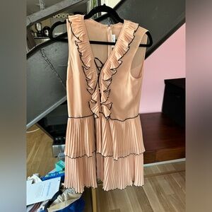 Delfi pink ruffle lace-up dress